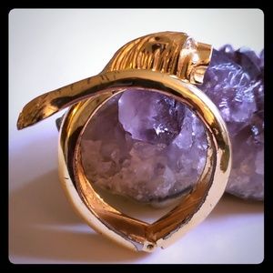 Vintage gold lion cuff bracelet